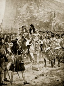 1704年7月24日、イギリスへのヒブラルター降伏、「ハッチンソンのイギリス国民の物語」、1923年頃のイラスト 作： Richard Caton Woodville junior