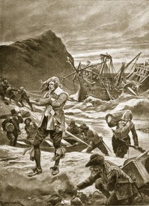 1609年のバミューダ諸島の難破、「ハッチンソンのイギリス国民の物語」、1923年頃 作： Richard Caton Woodville junior