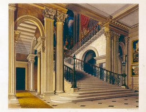 ウィリアムジェームズベネット（1787-1844）、ウィリアムヘンリーパイン（1769-1843）、1819年に刻まれた「王室の邸宅の歴史」の階段、バッキンガムハウス