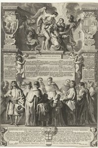 1649年、トーマス・アクィナスの民兵アンジェリカの設置 Angelic Militiaの起源、神聖なThomas Aquinas。 彼の純潔の天のベルトの下で、制定された（オブジェクトのタイトル） 作： Richard Collin