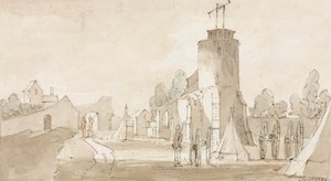 1815年、ブリュッセル南部のウォータールーの戦いの村、モンサンジャン 作： Richard Colt Hoare