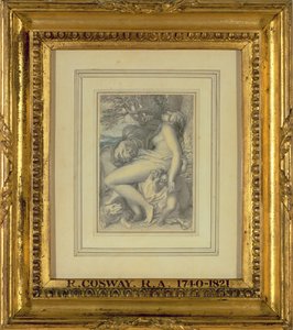火星、1805-15年頃の金星の膝で休息（紙に鉛筆でトイレ） 作： Richard Cosway