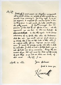 守護神、リチャードクロムウェルからジョージモンク将軍への1660年4月18日の手紙。