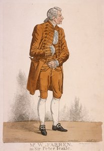 ピーター・ティーズル卿としての俳優ウィリアム・ファレン、1824年 作： Richard Dighton