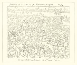 1849年、ダービーの日のエプソムダウンの眺め 作： Richard Doyle