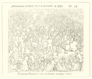 1849年、バンドが演奏するケンジントンガーデンズ 作： Richard Doyle