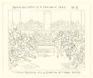 1849年、コモンズは下院全体の委員会に決議した 作： Richard Doyle