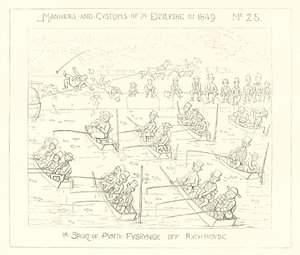 1849年、リッチモンド沖でのパント釣りのスポーツ 作： Richard Doyle
