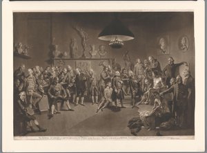 1768年、裸の男性モデルがいるインテリアの王立アカデミーのメンバー 1768 年に国王によって設立された王立芸術アカデミー (オブジェクトのタイトル) 作： Richard Earlom