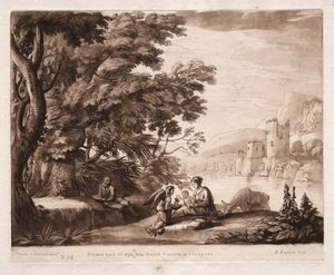 Liber Veritatis：No. 38、川沿いの聖家族の安息、1774年。
