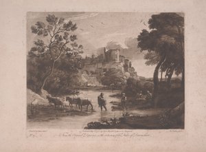 日没時のチボリの眺め、1775年公開（エッチングによるメゾチント） 作： Richard Earlom