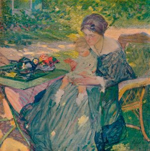 「庭で」、c1911 作： Richard Emile Miller
