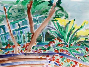 春の花、2021年（紙に水彩） 作： Richard Fox
