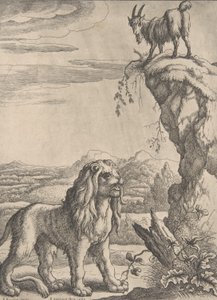 リヨンとキッド、オギルビーの Aesopics、1668 年より。 作： Richard Gaywood