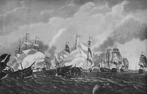 サンドミンゴ沖での行動、c1807 作： Richard Harraden