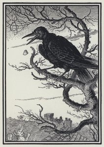 キツネとカラス」（版画 作： Richard Heighway