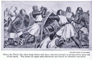 ヘンリー3世は彼の力を彼の手から奪うことに強く反対しました。戦争が勃発し、Simon de Monfordが殺害された、1950年頃