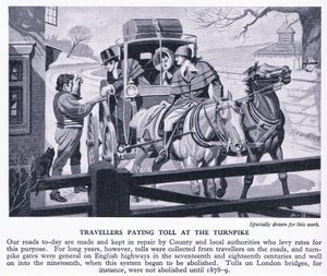 ターンパイクで料金を払っている旅行者、1950年頃 作： Richard Henry Brock