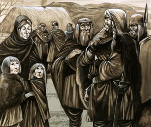 奴隷として売られたアングロサクソン系貧困家庭の子供たち（紙にグワッシュ）
