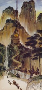 中国の修道院（カラーリトグラフ）