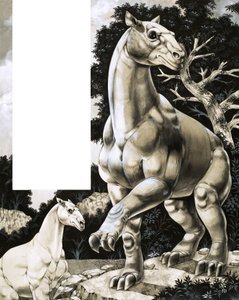 3本の巨大な爪を持つ古代馬モロプス 作： リチャード・フック