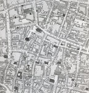 ギルドホール周辺のロンドンの街路図、1795年（印刷）