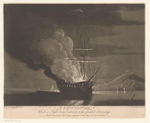 穏やかな海で燃える船 A Ship on Fire (オブジェクトのタイトル)