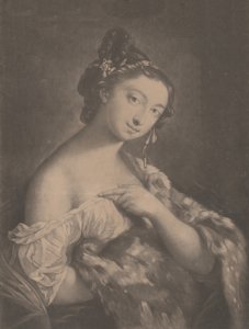 冬: 斑点のある毛皮のマントを持った女性、1775 年。 作： Richard Houston