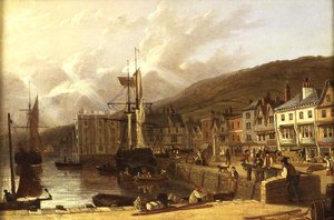 View of Dartmouth, Devon（油彩・キャンバス 作： Richard Hume Lancaster