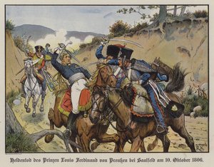 ザールフェルトの戦いにおけるプロイセン皇太子ルイ・フェルディナンドの英雄的死 作： Richard Knotel