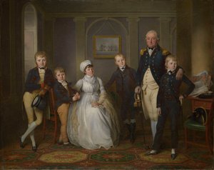 リチャード・グリンダル大尉（1750-1820）とその家族、1800年頃（油彩・キャンバス） 作： Richard Livesay