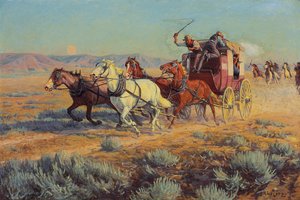 マウントインディアンが追跡した駅馬車、1912年 作： Richard Lorenz