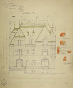 ウィリアム・ボーデン邸、シカゴ、イリノイ州、サウス・エレベーション 作： Richard Morris Hunt