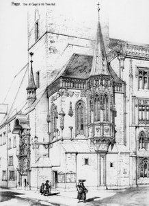 旧市庁舎、プラハ、チェコ共和国、19世紀のチャペル。 作： Richard Norman Shaw