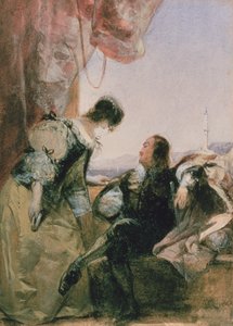 ジェノヴァのテラスにいる洞窟人と彼の女性 作： Richard Parkes Bonington