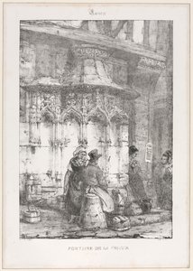 建築遺構と断片: ルーアン - ラクロスの噴水 作： Richard Parkes Bonington
