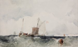 イギリスの海岸にて - Oeuvre de Richard Parkes Bonington (1802-1828) - 1825 - 紙に水彩画 - 14x22,7 - Szepmuveszeti Muzeum, Budapest