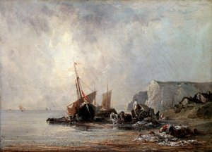 ノルマンディー海岸のボート、1823年。 作： Richard Parkes Bonington