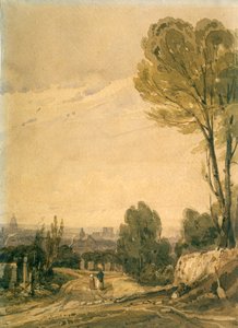 ペールラシェーズ墓地、c1825から見たパリ 作： Richard Parkes Bonington