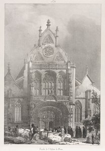 旧フランスの絵のようなロマンチックな旅、フランシュコンプ：1825年、ブロの教会の正面 作： Richard Parkes Bonington