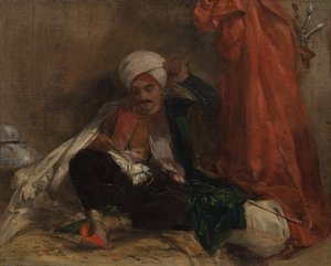 座っているトルコ人 作： Richard Parkes Bonington