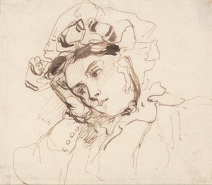頭を手にした女性の研究 作： Richard Parkes Bonington
