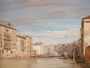 ヴェネツィアの大運河、リアルトに向かって 作： Richard Parkes Bonington