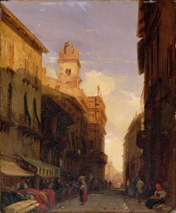 マフェイ王子の宮殿、ヴェローナ、1826-27年の眺め 作： Richard Parkes Bonington