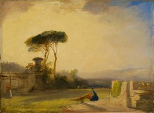 1826年、フィレンツェ近郊の別荘の敷地の眺め。 作： Richard Parkes Bonington