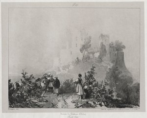 古代フランスの絵のようにロマンチックな旅、フランシュ コンテ: アルレー城の遺跡 作： Richard Parkes Bonington