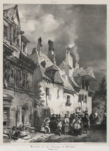 古代フランス、フランシュ コンテの絵のようにロマンチックな旅: ブザンソン郊外の通りの眺め 作： Richard Parkes Bonington