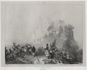 古代フランスの絵のようにロマンチックな旅、フランシュ コンテ: アルレー城の遺跡 作： Richard Parkes Bonington