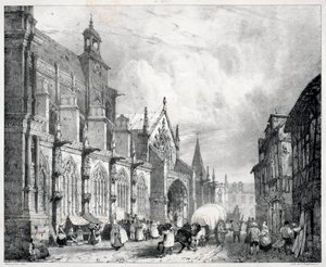 絵のようにロマンチックな古代フランスの旅、ノルマンディー...、1824年。 作： Richard Parkes Bonington