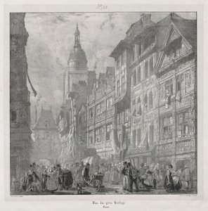 絵のようにロマンチックな古代フランスの旅、ノルマンディー...、1824年。 作： Richard Parkes Bonington